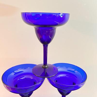 6 Cobalt Blue Margarita Glasses