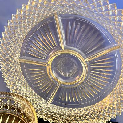 Mixed Cut Glass Crystal Serving Lot