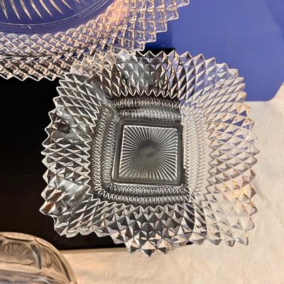 Mixed Cut Glass Crystal Serving Lot