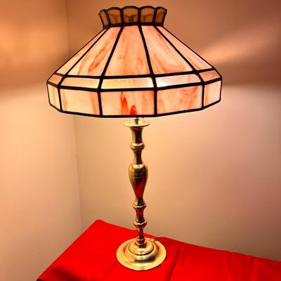 Baldwin Brass and Stained Glass Table Lamp