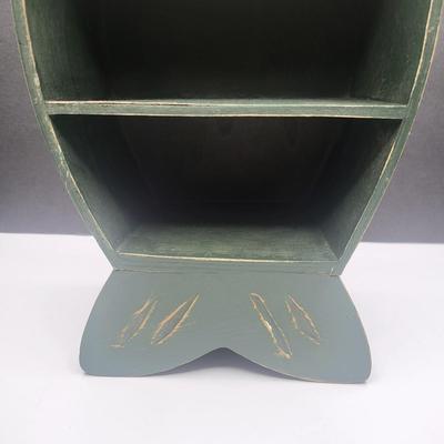 Cute Green Wood Freestanding Curio Shelf