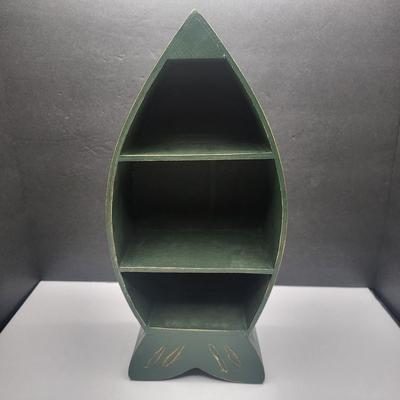 Cute Green Wood Freestanding Curio Shelf