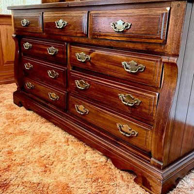 Solid Pine Dresser With Mirror & Nightstand