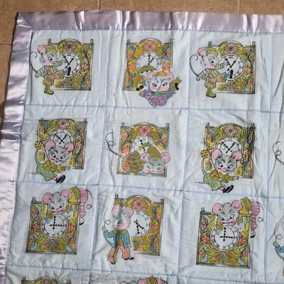 Vintage Mouse & Clock Baby Blanket