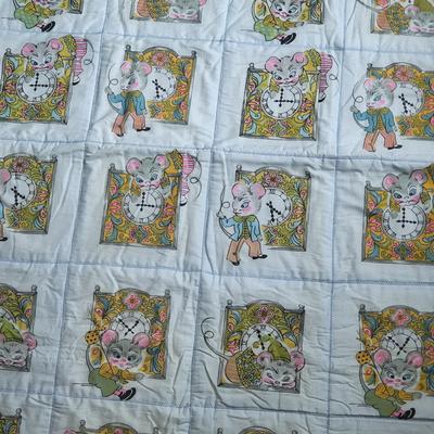 Vintage Mouse & Clock Baby Blanket