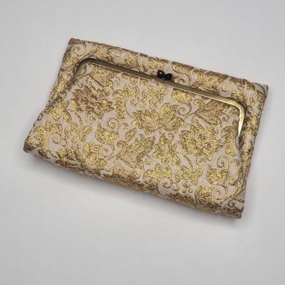 Vintage Gold Thread Embroidered Clutch Bag