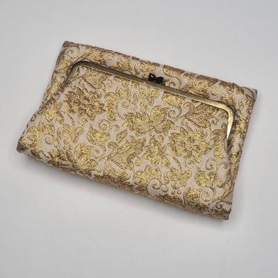 Vintage Gold Thread Embroidered Clutch Bag