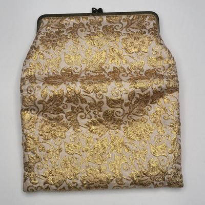 Vintage Gold Thread Embroidered Clutch Bag