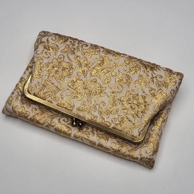Vintage Gold Thread Embroidered Clutch Bag