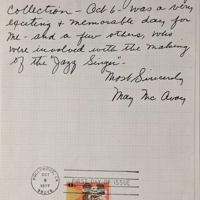 May McAvoy Signed Hand Written Note on First Day Cover