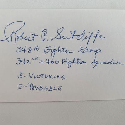 US Air Force ACE Robert C Sutcliffe original signature