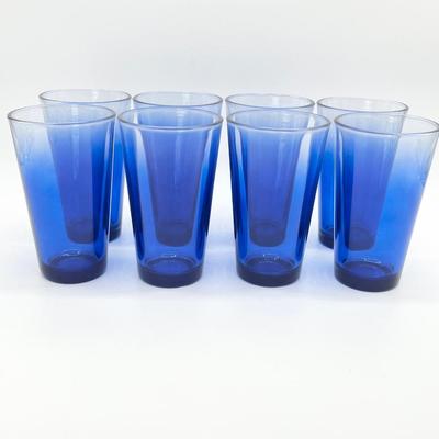 LIBBEY GLASS ~ Cobalt Blue OmbrÃ© ~ Set Of Eight (8) Tumblers
