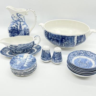 STAFFORDSHIRE ~ Liberty Blue ~ 34 Assorted Serving Pieces ~ Tea Serves For (6)