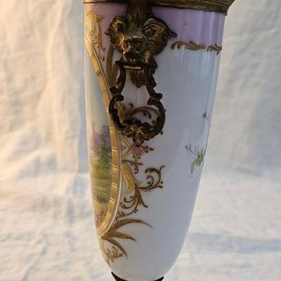 Covered Urn, Jar with lid Sevres Hand painted Porcelain France