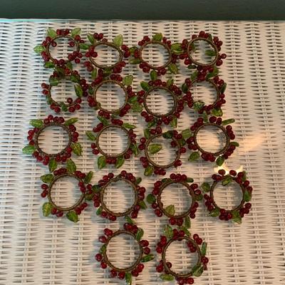 Glass bead napkin rings red and green lot #2