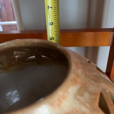 Ceramic vase with pierced design or large candle holder
