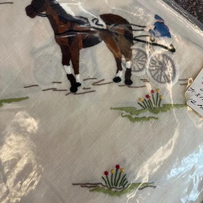 HORSE RACING TABLE LINENS--SET FOR 12