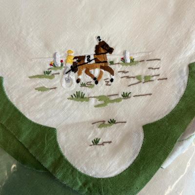 HORSE RACING TABLE LINENS--SET FOR 12