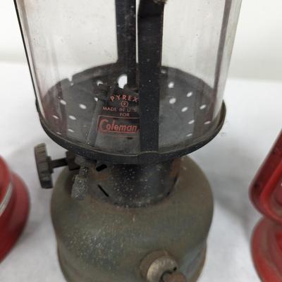 Set of Three Kerosene Lanterns including One Coleman Brand