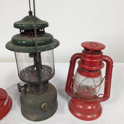 Set of Three Kerosene Lanterns including One Coleman Brand