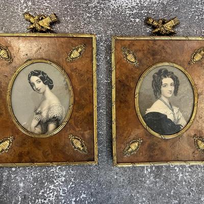 PAIR OF BURLED WOOD AND ORMOLU EARLY 19TH CENTURY FRAMES