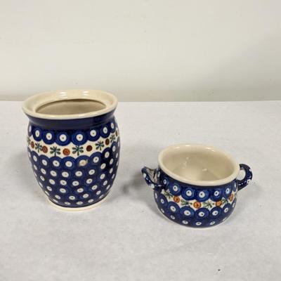 Pair of Boleslawiec Polish Pottery Pieces