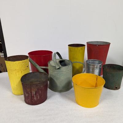 Nice Collection of Metal Garden Watering Can and Buckets