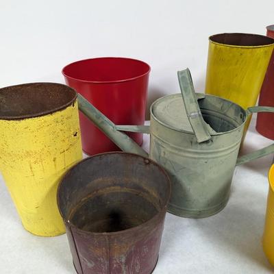 Nice Collection of Metal Garden Watering Can and Buckets