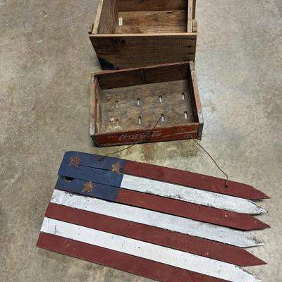 Vintage Crates & Wood Flag Wall Decor 1 Coca-Cola