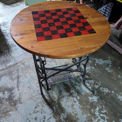 Game Table On Metal Sewing Machine Stand