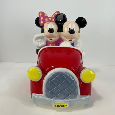 -24- COOKIE JAR | Disney Mickey Mouse & Minnie Mouse Houston Harvest Red Car Cookie Jar