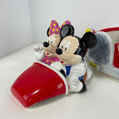 -24- COOKIE JAR | Disney Mickey Mouse & Minnie Mouse Houston Harvest Red Car Cookie Jar