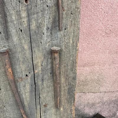 Wooden Plank w/ Decorative Square Head Nails