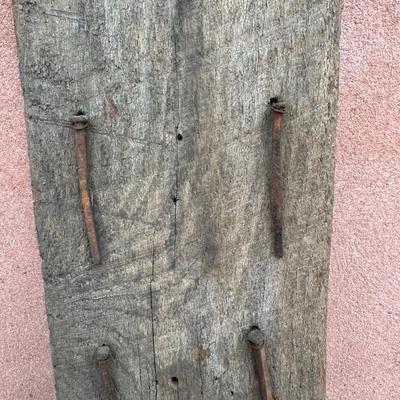 Wooden Plank w/ Decorative Square Head Nails