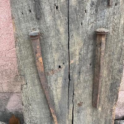 Wooden Plank w/ Decorative Square Head Nails