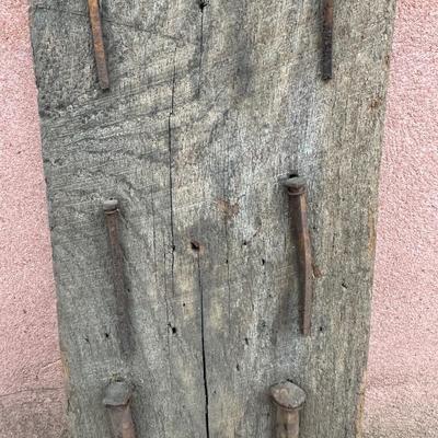 Wooden Plank w/ Decorative Square Head Nails