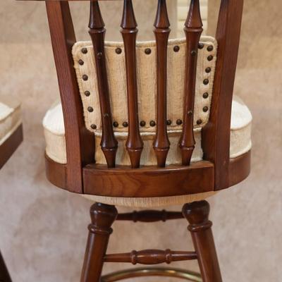 Two Wood Chairmaster Barstools (2)