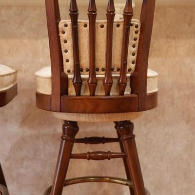 Two Wood Chairmaster Barstools (2)