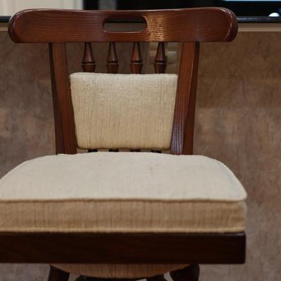 Two Wood Chairmaster Barstools (2)