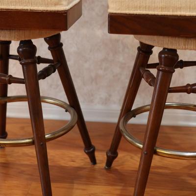 Two Wood Chairmaster Barstools (2)
