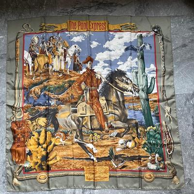HERMES SCARF, THE PONY EXPRESS BY KERMIT OLIVER
