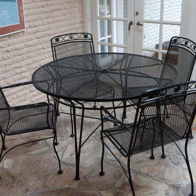 Wrought Iron Table and Four Chairs - Kept Indoors