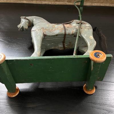 ANTIQUE HORSE TRIANG PUSH TOY--LATE 19TH CENTURY