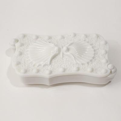 Vintage Imperial Sea Shell Milk Glass Trinket box