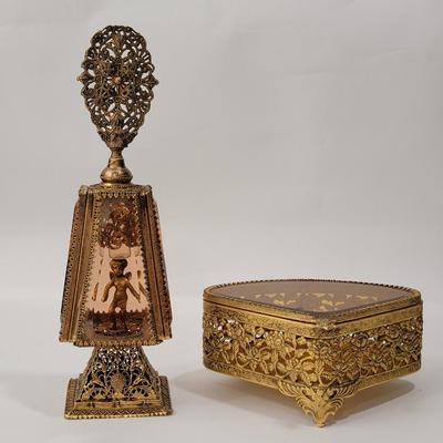 French gold gilt Vanity perfume/ trinket display
