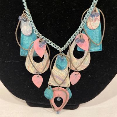 4 Teal & pink necklaces