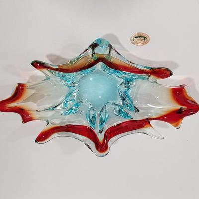Vintage Authentic J.I. Co handmade venetian art glass bowl