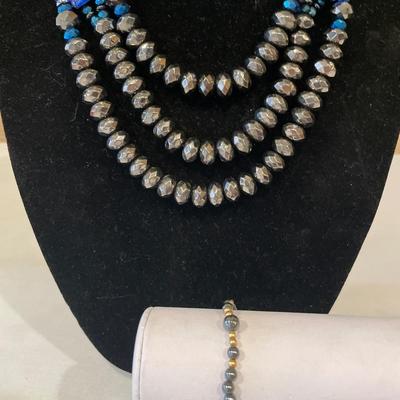 Grey and blue Necklace
