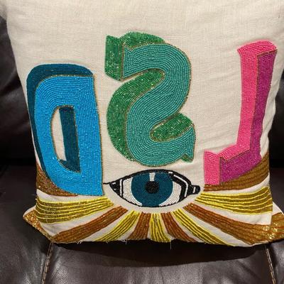 2 Jonathan Adler LSD beaded pillows - hand beaded. 20â€
