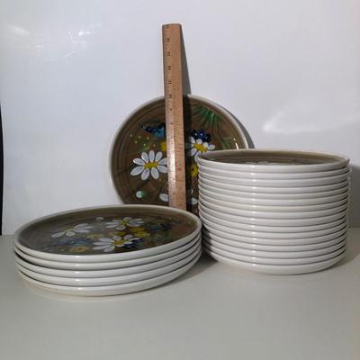 LOT 1D: Vintage 1970s Mancer Italy Hand Painted Ceramar Dish Set - Plates, Bowls, Mugs & Serving Dishes